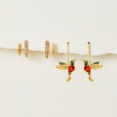 Claw Gold & Crystal Earrings