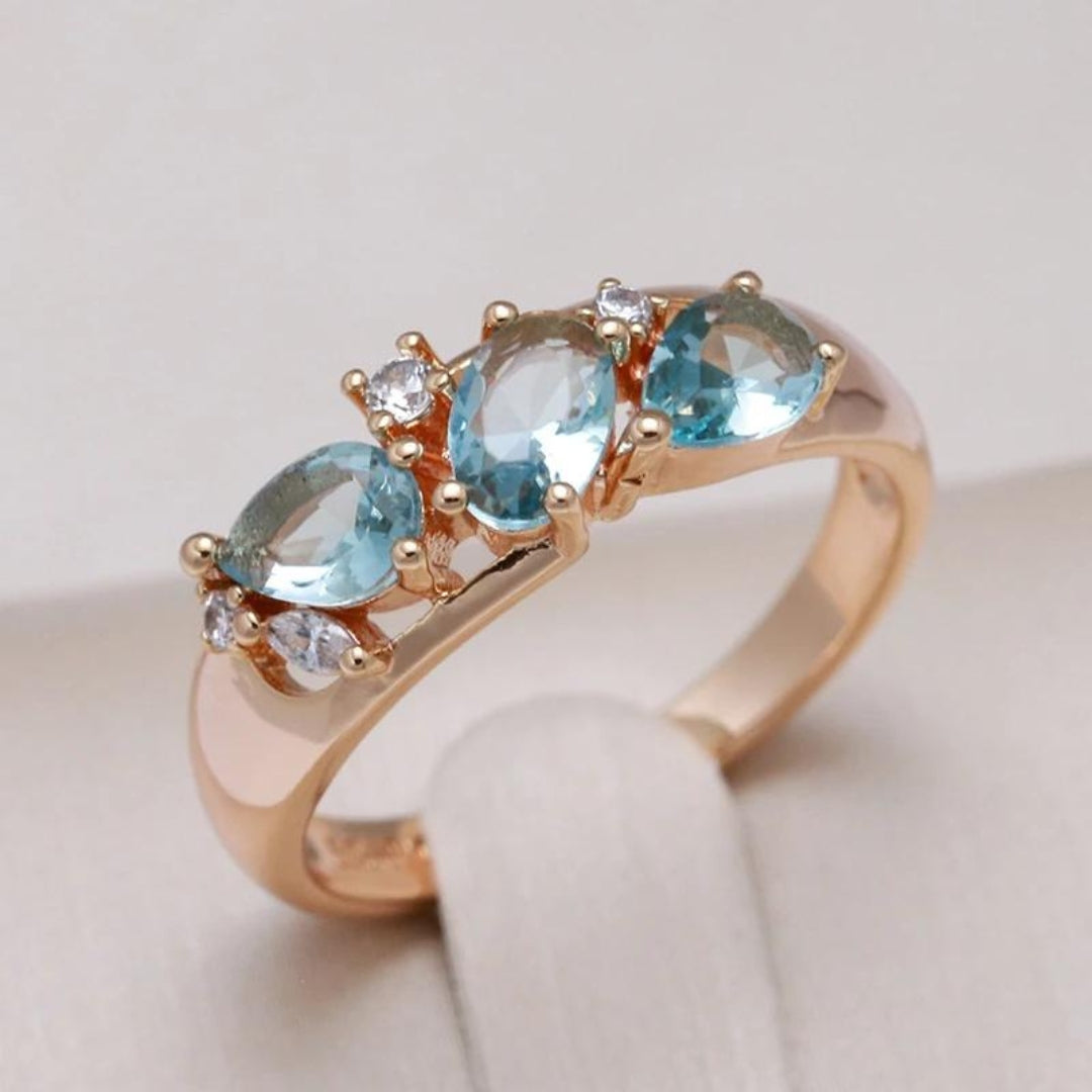 Aqua & Diamond Solitaire Ring