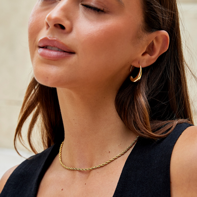 Cina Drop Hoop Earrings