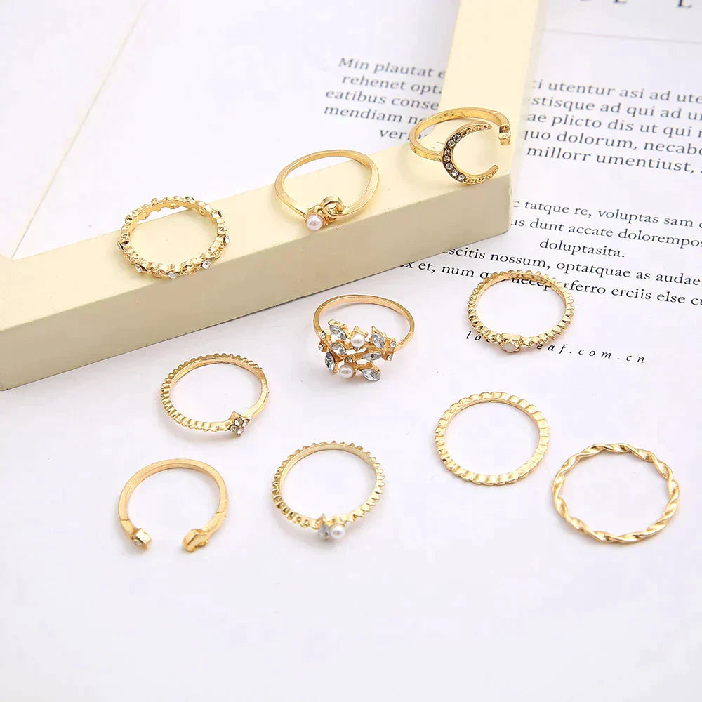 Celestial Gold and Diamond Ring Set