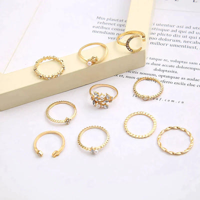 Celestial Gold and Diamond Ring Set