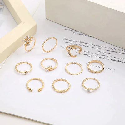 Celestial Gold and Diamond Ring Set