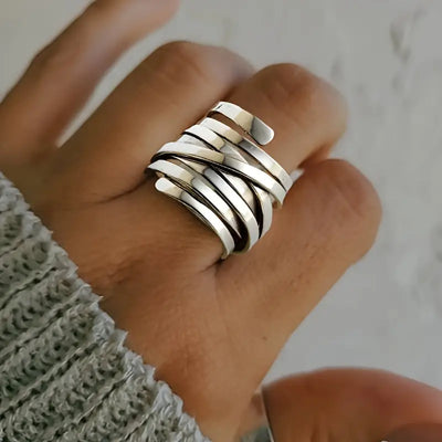 Woven Silver Band Ring