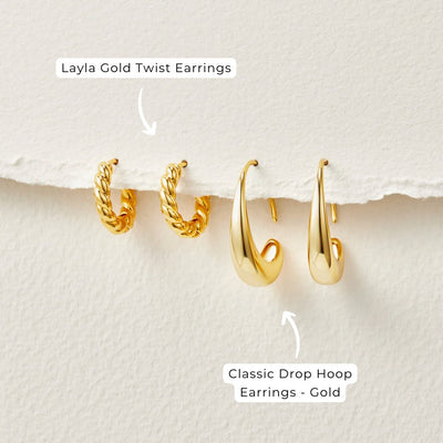 Cina Drop Hoop Earrings