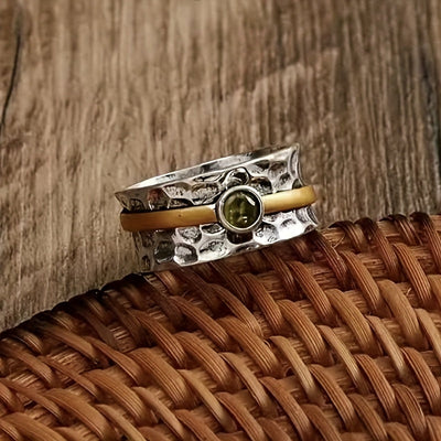 Peridot & Gold Twist Ring