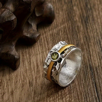 Peridot & Gold Twist Ring