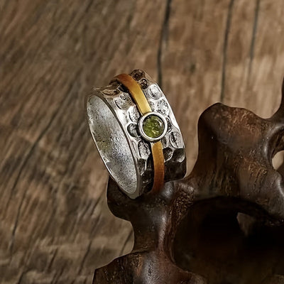 Peridot & Gold Twist Ring