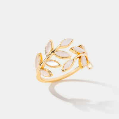 Elegant Leaf Design Adjustable Ring