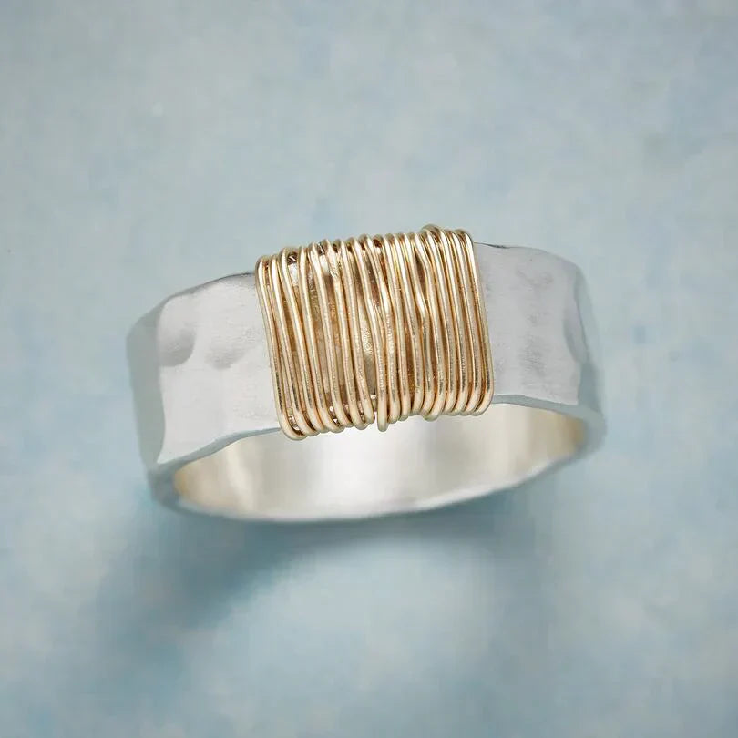 Woven Gold & Silver Statement Ring