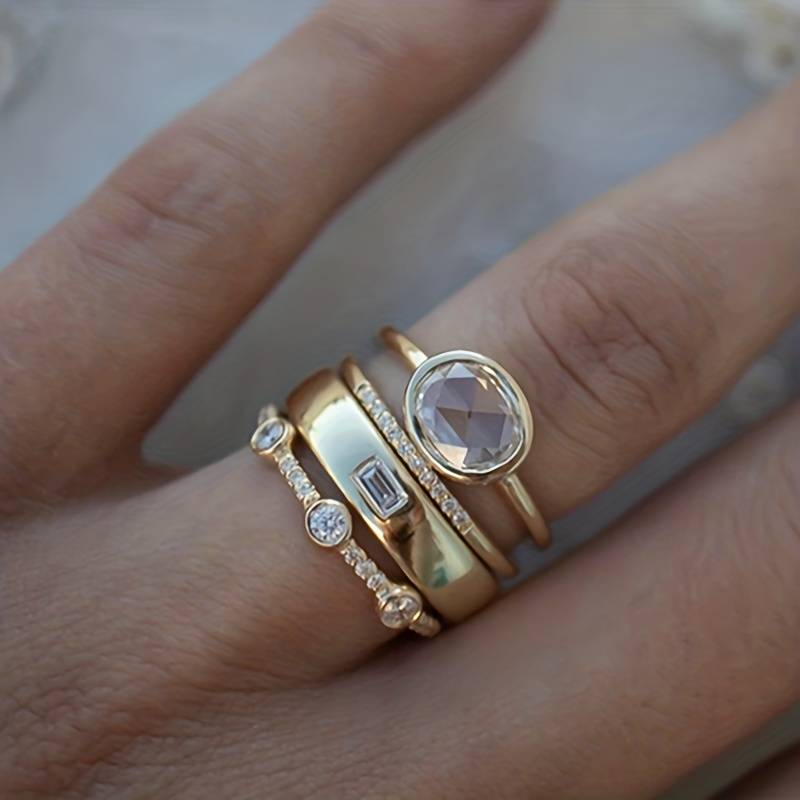 Luxe Diamond & Rose Quartz Ring Set