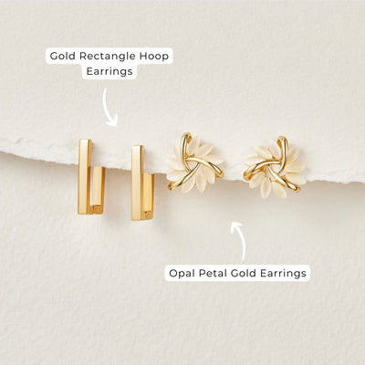 Opal Petal Gold Earrings