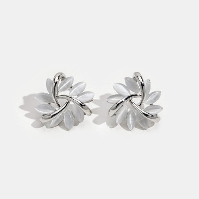 Opal Petal Silver Earrings