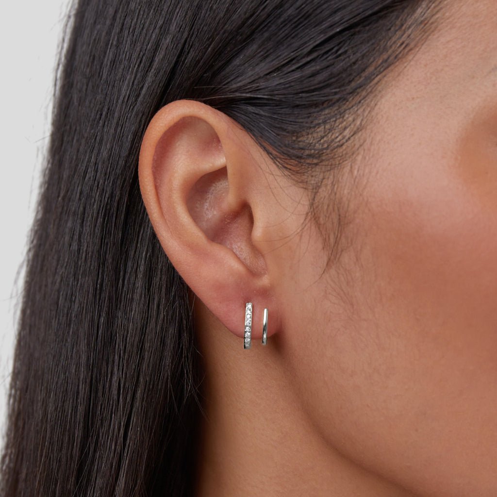 Silver Crystal Claw Earrings