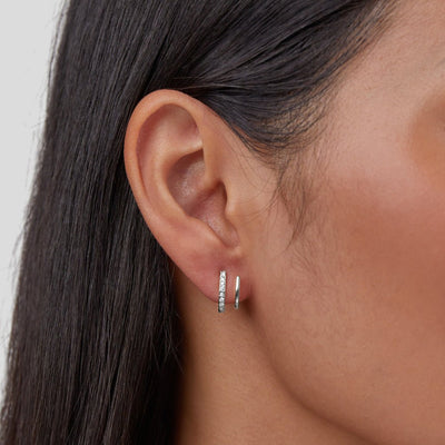 Silver Crystal Claw Earrings