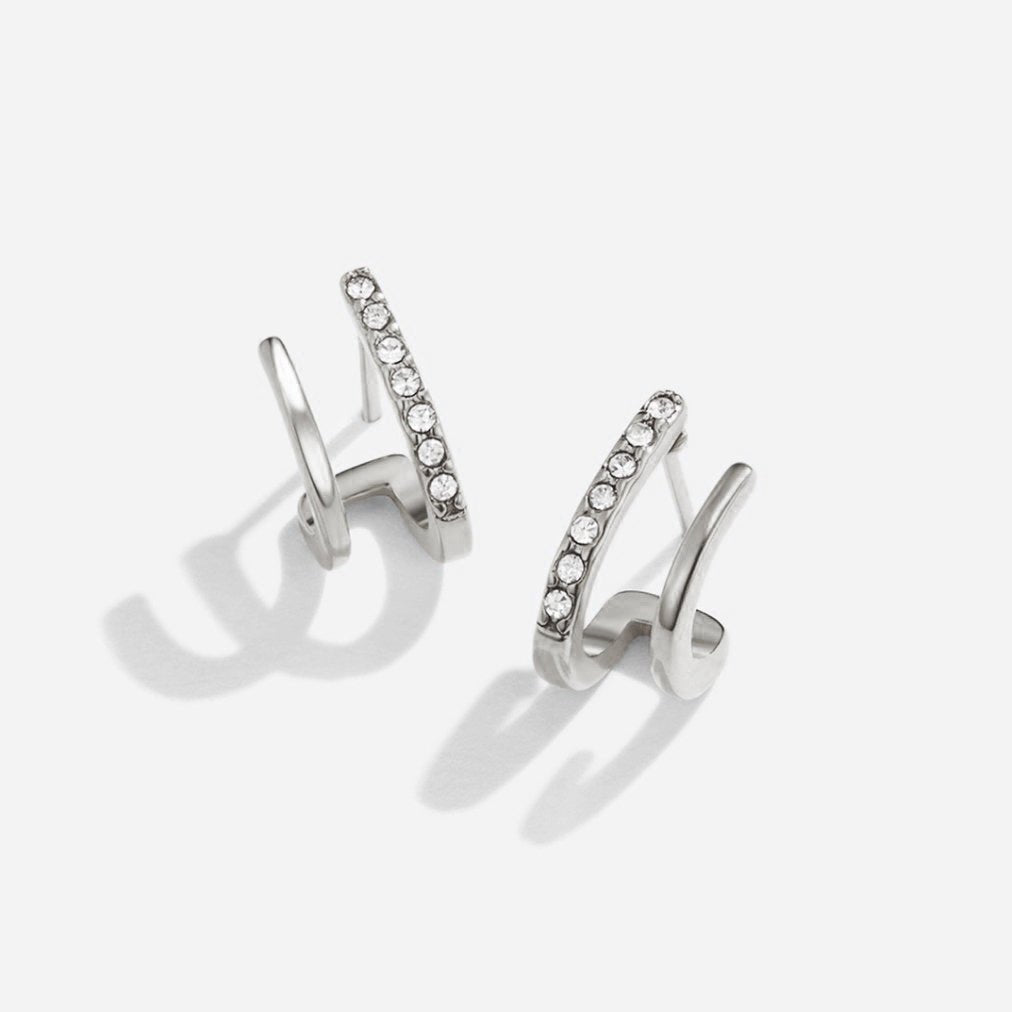 Silver Crystal Claw Earrings
