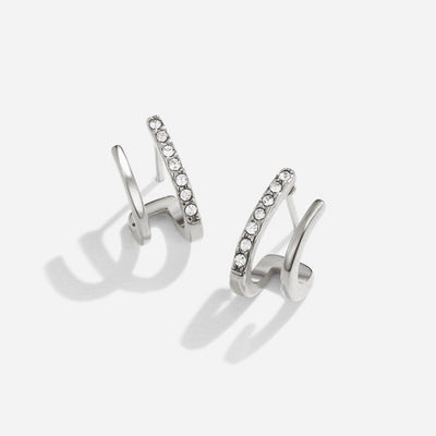 Silver Crystal Claw Earrings