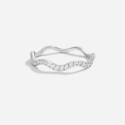 Zenya Silver Crystal Wave Ring